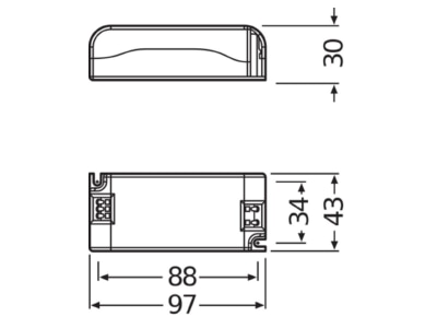 Dimensional drawing Osram PTi 35 220 240S Mini Electronic ballast 1x43W