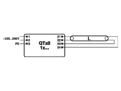 Anschlussbild LEDVANCE QTz8 1X18 EVG