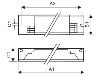 Dimensional drawing 1 Philips Licht HF S 3 4 18 TL D II Electronic ballast 3   4x18W
