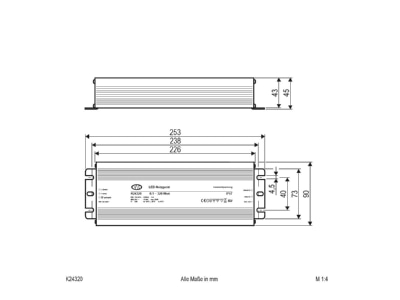 Mazeichnung EVN K24320 LED Netzgeraet 24V DC0 1 320W 230V