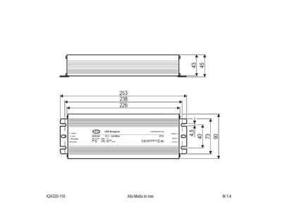 Mazeichnung EVN K24320110 LED Netzgeraet 24VDC 0 1 320W IP67
