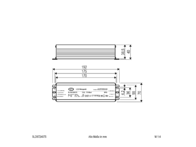 Mazeichnung EVN SLD6724075 LED Netzgeraet NG24VDC33 6 75W IP67