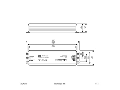 Mazeichnung EVN K24240110 LED Netzgeraet 24V 1 10V dimm  IP67