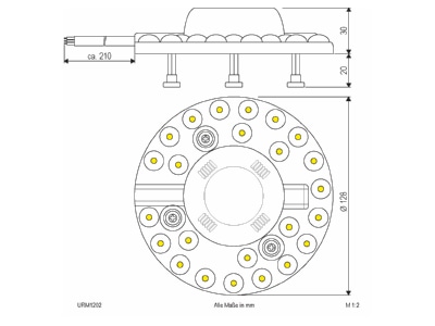Dimensional drawing EVN URM1202 LED module
