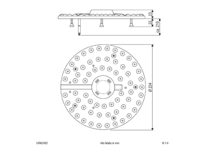Dimensional drawing EVN URM2402 LED module
