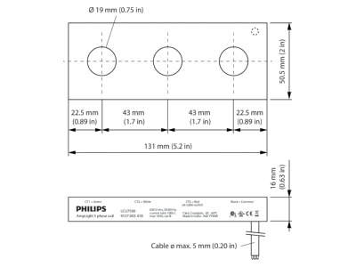 Dimensional drawing Philips Licht LCU7590 Light control system component