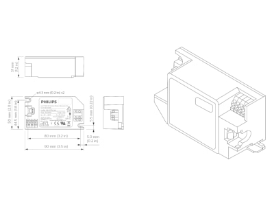 Dimensional drawing Philips Licht LLC7730 00 Control unit for lighting control