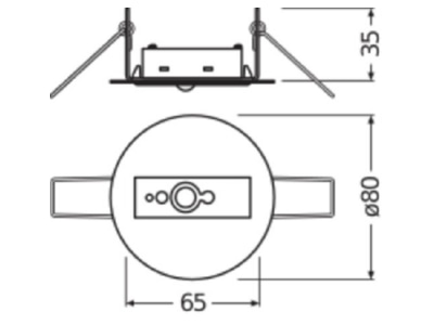 Dimensional drawing LEDVANCE DALISENSORLS PDCIG2 Multi sensor for lighting control