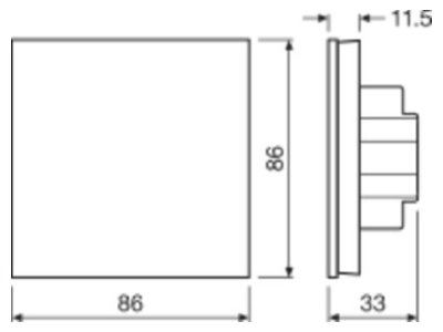 Dimensional drawing LEDVANCE LCRF TOUCHPANEL RGBW Control unit for lighting control