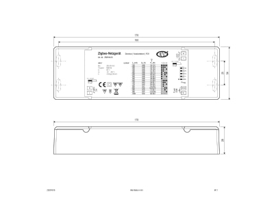 Dimensional drawing EVN ZB2510VS Controller for luminaires