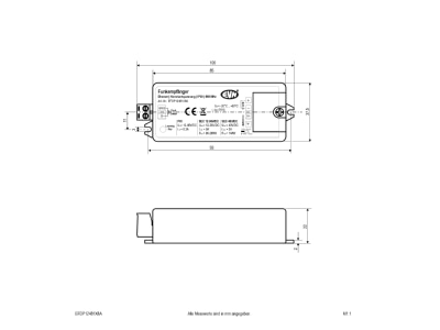 Dimensional drawing EVN EFDP12481X8A Controller for luminaires