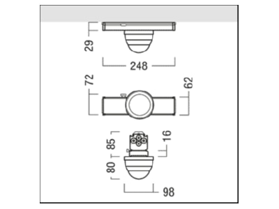 Dimensional drawing Zumtobel ED PST TEC GP SRIP54 Movement sensor for luminaires