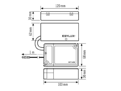 Dimensional drawing ESYLUX EQ10127854 Controller for luminaires