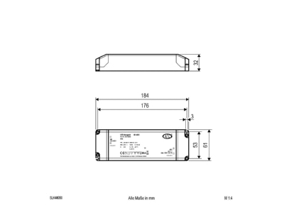 Mazeichnung EVN SLK48050 48V DC LED Netzgeraet 48V DC