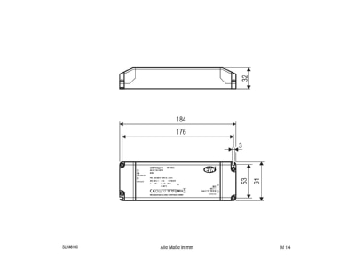 Mazeichnung EVN SLK48100 48V DC LED Netzgeraet 48V DC