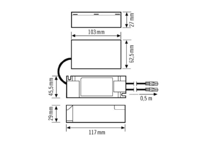 Dimensional drawing ESYLUX EQ10127847 Controller for luminaires
