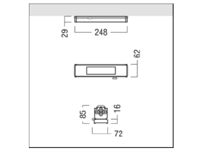 Mazeichnung Zumtobel BC TEC GP SR IP54 BasicDIM Baustein Tecton