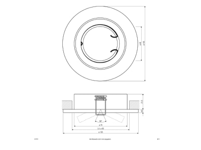 Dimensional drawing EVN 517 011 chr Downlight spot floodlight