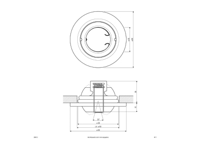 Dimensional drawing EVN 356 013 chr sat Downlight spot floodlight 1x0 1   35W