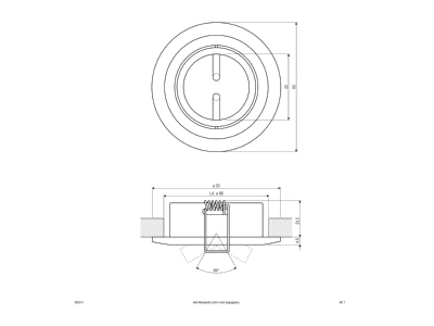 Dimensional drawing EVN 752 014 chr mt Downlight spot floodlight