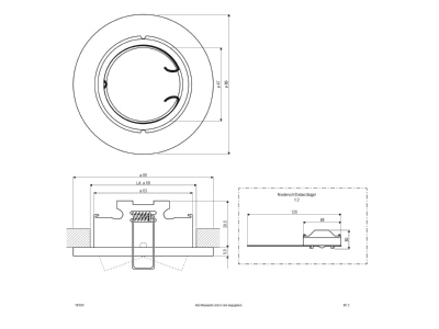 Dimensional drawing EVN 751 001 ws Downlight spot floodlight