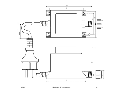 Dimensional drawing EVN ABT 060 Transformer 60W IP44