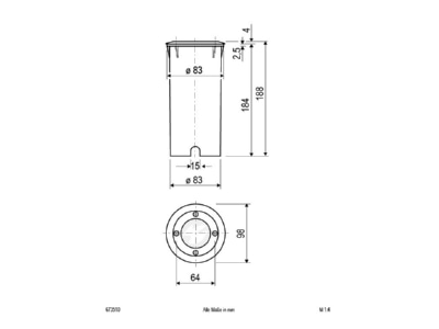 Mazeichnung EVN 673 510 eds Boden EB Leuchte GX5  3 35W IP67