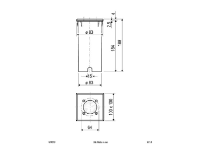 Mazeichnung EVN 674 510 NV Boden Wand EB Leuchte 35W IP66