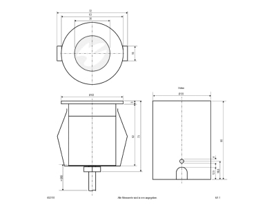 Mazeichnung EVN 652 110 LED Bodeneinbauleuchte eds 230V 2W