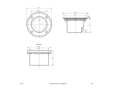 Mazeichnung EVN 677 010 Bodeneinbaustrahler eds ohne Leuchtmittel