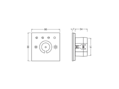 Dimensional drawing Ledvance MCU TOUCH DALI 2 System component for lighting control