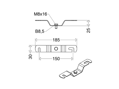 Dimensional drawing Schuch 15 AV P Mounting kit for luminaires
