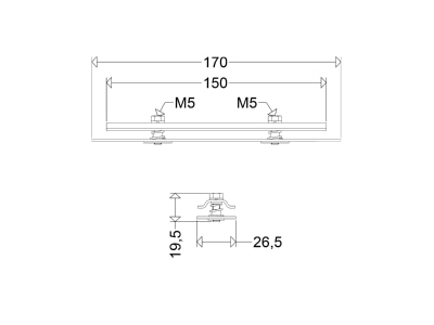 Dimensional drawing Schuch TRS V Mechanical accessory for luminaires