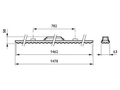 Dimensional drawing 2 Philips Licht 4MX850  66120699 Gear tray for light line system