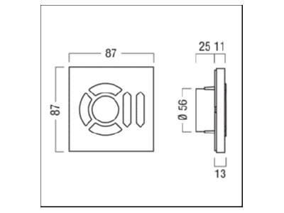 Dimensional drawing Zumtobel CIRCLE tune Kit CCW Button panel for bus system
