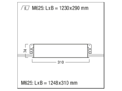Ma�zeichnung Zumtobel MIREL L NIV 42182124 LED Einbauleuchte 3800 840 M625L EVG MIREL L NIV42182124