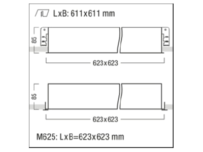 Ma�zeichnung Zumtobel MIREL O NIV 42182135 LED Einbauleuchte 2400 840 M625QEVG KA MIREL O NIV42182135