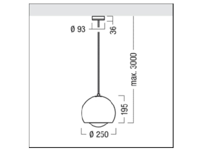 Dimensional drawing Zumtobel SCON SI  60510064 Pendant luminaire 1x11W CFL SCON SI 60510064