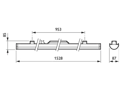 Dimensional drawing 2 Philips Licht 4MX900  66795699 Gear tray for light line system 3x56W 4MX900 66795699