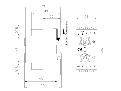 Dimensional drawing 1 Philips Licht 4MX900  66797099 Gear tray for light line system 3x50 2W 4MX900 66797099
