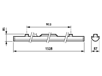 Dimensional drawing 2 Philips Licht 4MX900  66797099 Gear tray for light line system 3x50 2W 4MX900 66797099