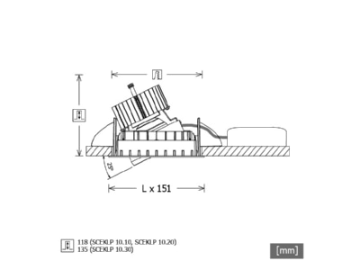 Ma�zeichnung 2 LTS SCEKLP 10 1041 35 si LED Einbaustrahler 13W 4000K 35Gr