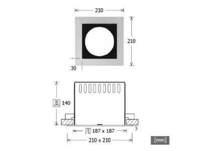 Dimensional drawing LTS SCER 2 1140 sw Installation housing for luminaires