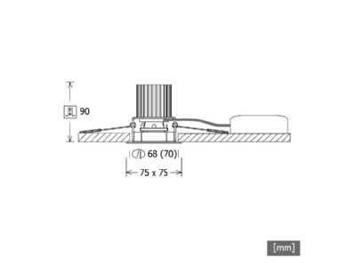 Ma�zeichnung LTS FLIQ 100 1030 01DAws LED Einbaudownlight 11W 3000K ET90 DALI