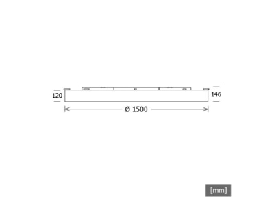 Ma�zeichnung LTS PLL 20 1500 30DAopal LED Anbauleuchte 3000K D1500