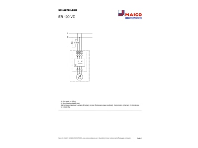 Circuit diagram Maico ER 100 VZ Ventilator for in house bathrooms
