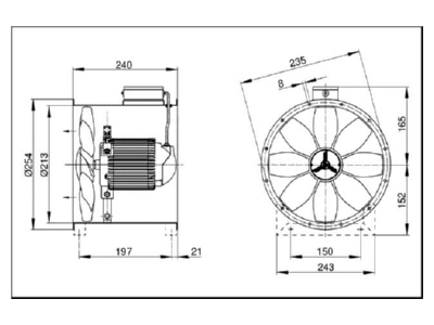 Dimensional drawing Maico EZR 20 2 B Duct fan 1100m  h