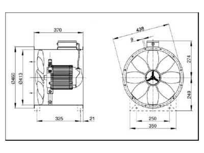 Dimensional drawing Maico EZR 40 4 B Duct fan 3980m  h
