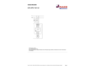 Circuit diagram Maico ER APB 100 VZ Ventilator for in house bathrooms
