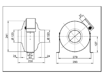 Dimensional drawing Maico ERR 12 1 Duct fan 270m  h